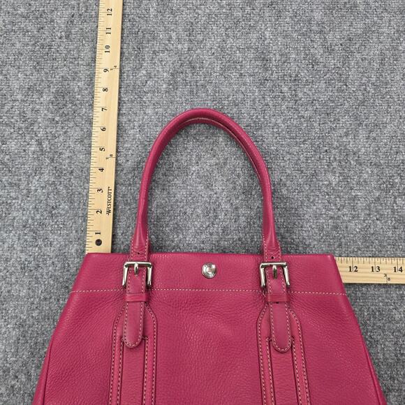 Fossil Pebbled Leather Satchel Bag Womens Fuchsia Pink Tote Handbag 75082 - Picture 15 of 16